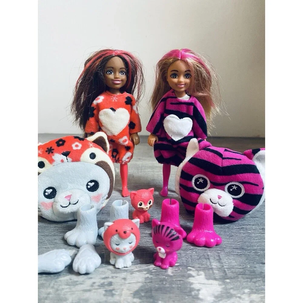 2 Barbie Chelsea Small Cutie Reveal Animal Costume Dolls